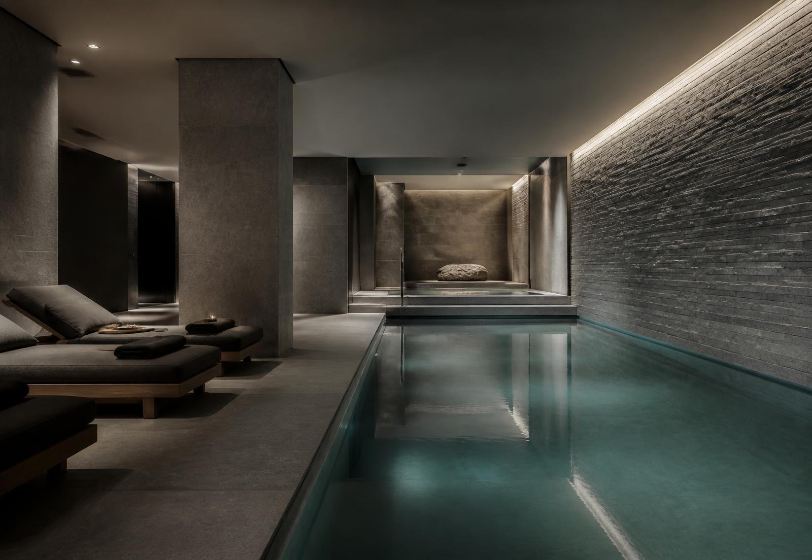 High-end spa interior with stone finishes